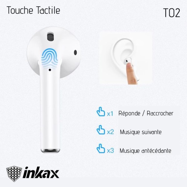 Ecouteurs san fil INKAX T03 Bluetooth - MC STORE